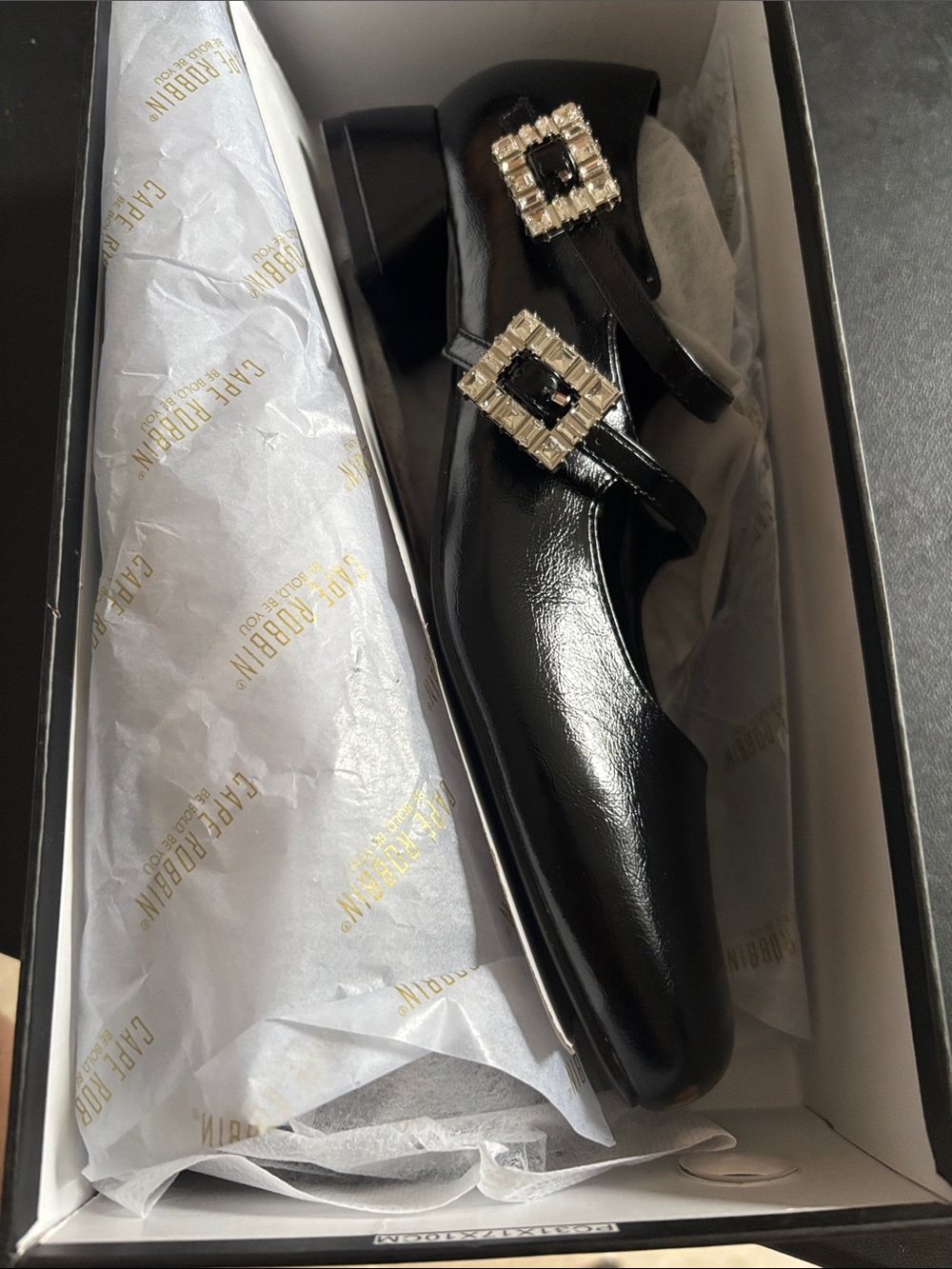 Cape Robbin Black Patent Mary Jane Flats with Crystal Buckles - Picture 5 of 6
